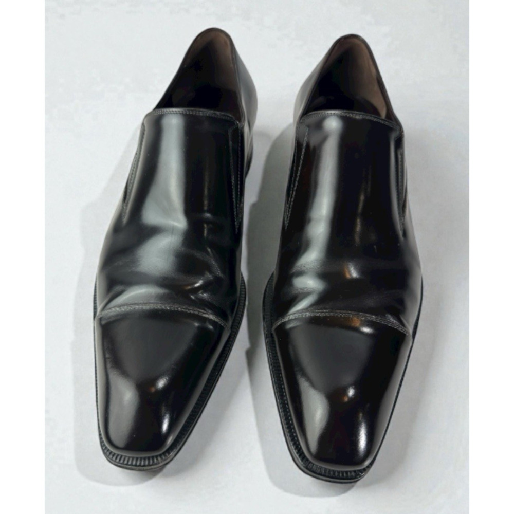 Caporicci Made in Italy Black Leather Cap-Toe Slip-On Dress Shoes Men’s 8.5 G